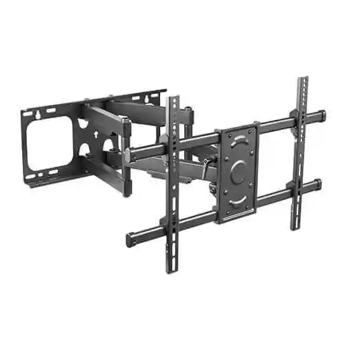A double-arm full-motion TV wall mount, the bracket type that lets one gym screen serve a treadmill, a bench and a floor mat