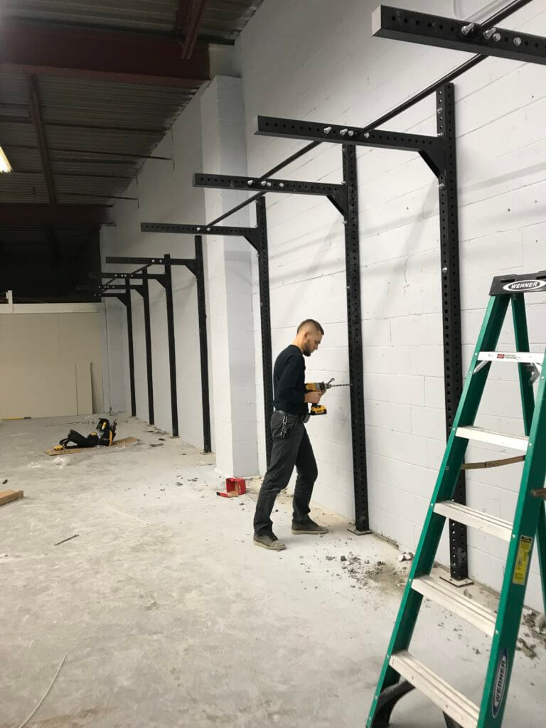 sport equipment on wall installation 2